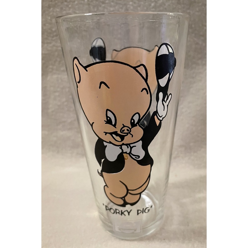 Vintage Looney Tunes Porky Pig 1973 Glass PEPSI Collector Series Vintage Cup